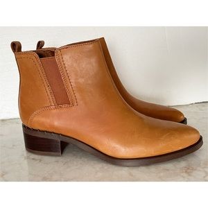 Franco Sarto Tan Almond Toe Ankle Boots 6.5